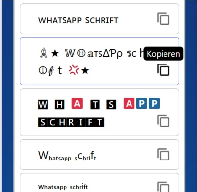 Whatsapp Schriftart 5 3. Kopieren