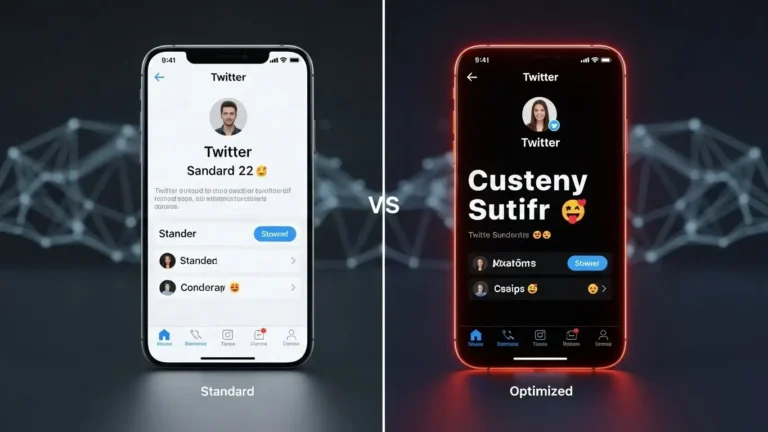 Vergleich zwischen einem langweiligen Standard-Twitter-Profil und einem optimierten Profil mit angepasster Twitter Schriftart.