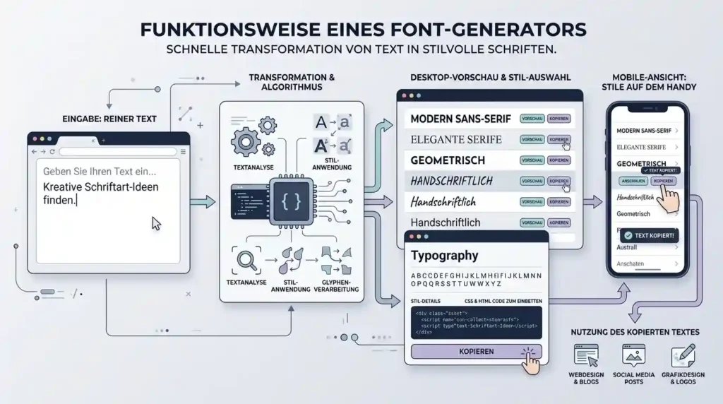 Wie ein Schrift Generator funktioniert mit modernen Schriftarten und stilvollen Texten zum Kopieren