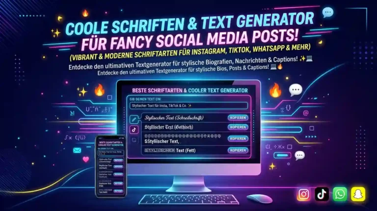 Schriftarten Generator mit coolen Schriftarten zum Kopieren für Social Media, Gaming und moderne stylische Texte