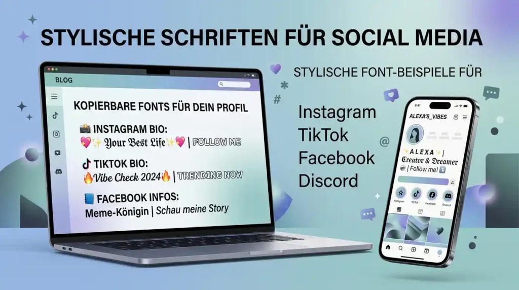 Schriftarten zum Kopieren für Social Media mit modernen und stilvollen Textdesigns für Instagram und TikTok