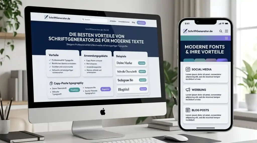 Vorteile von SchriftGenerator.de mit modernen Schriftarten und stilvollen Texten für Social Media und Gaming
